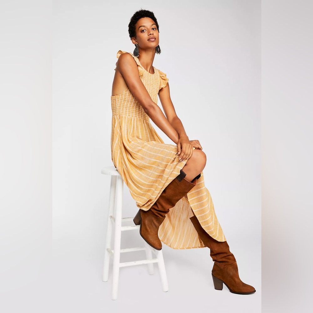Free People Yellow Stripe Maxi Dress